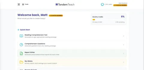 The teacher dashboard